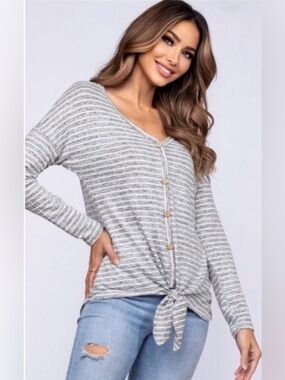 New Made In USA Ultra Soft Hacci Brushed Button Spring Cute Top